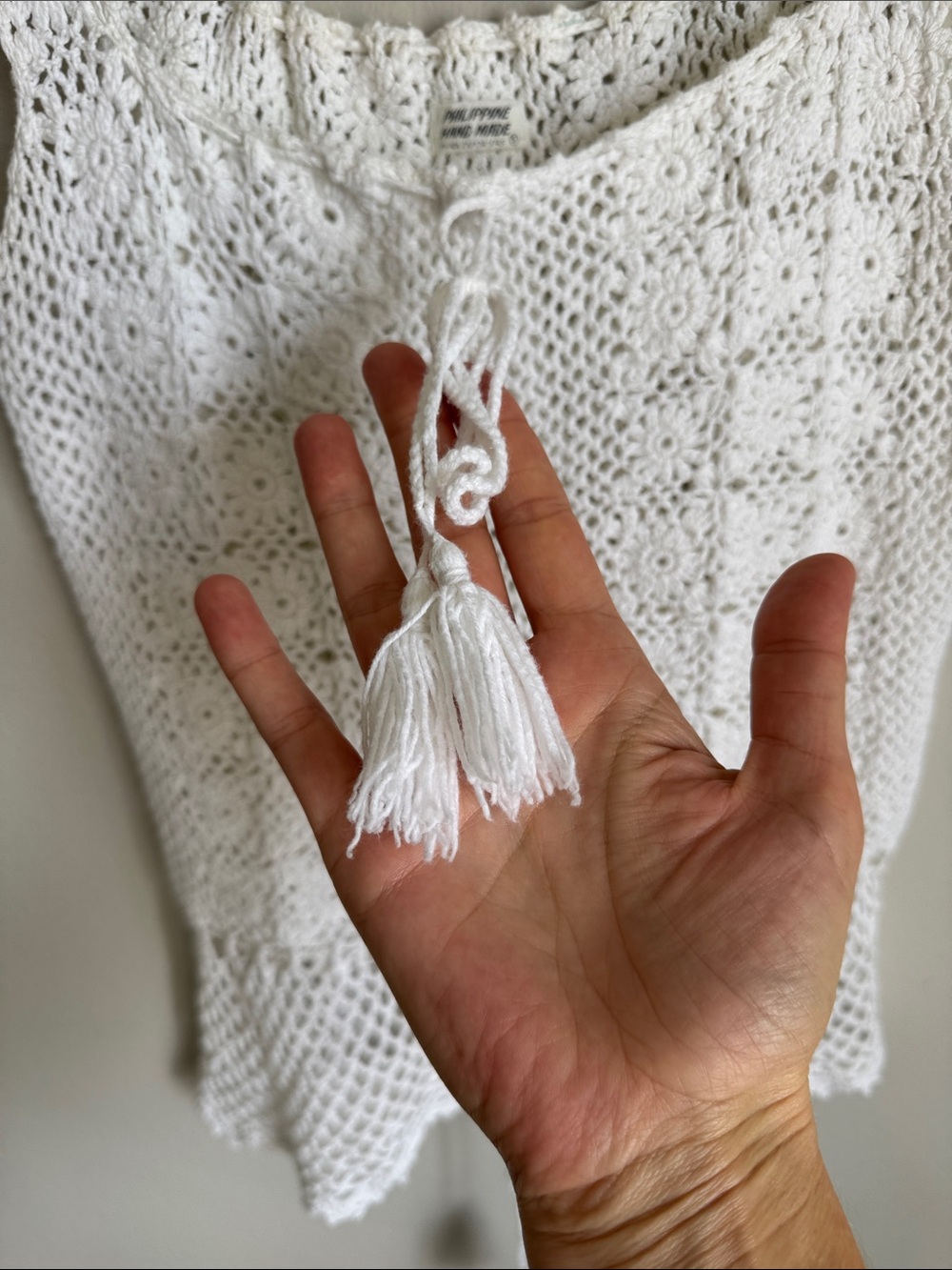 Philippine Handmade White Crochet Tank Top Boho Festival Beach Cotton Women’s S - Picture 6 of 10